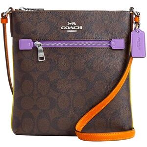 Coach Mini Rowan File Crossbody Bag in Signature Canvas Brown Iris Multi
